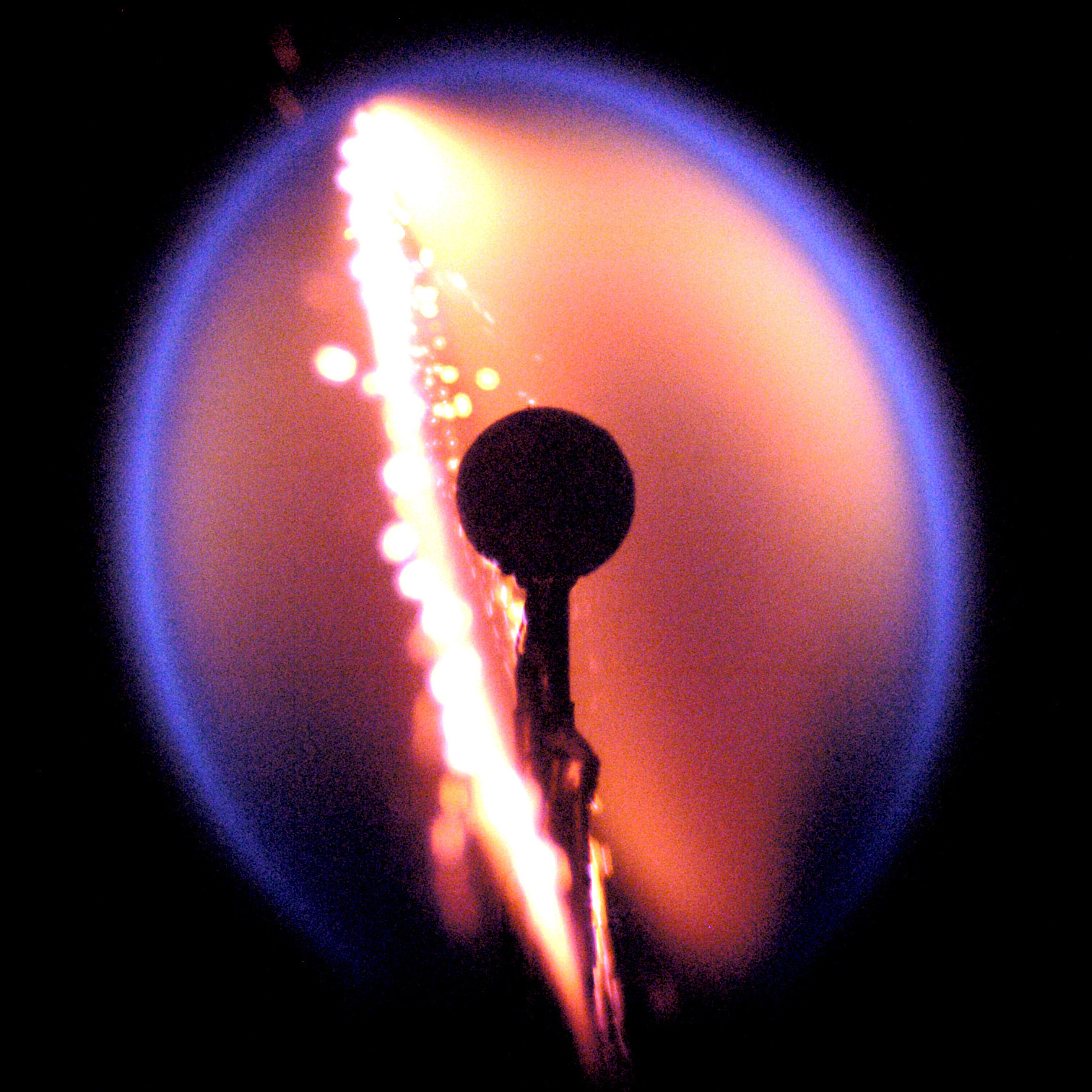 Flame Design expt. flame from a precursor drop test conducted at NASA Glenn Credits NASA